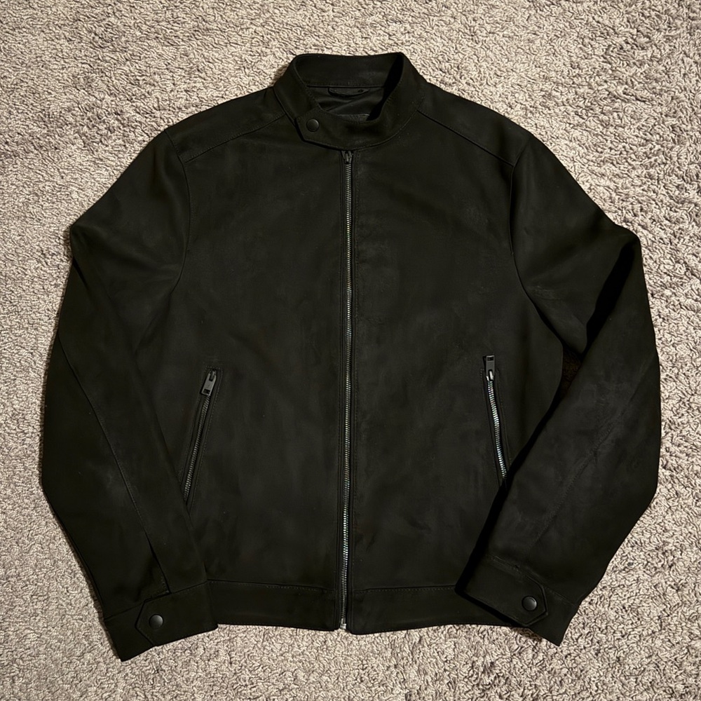 Express Black Faux Suede Racer Jacket Size Small